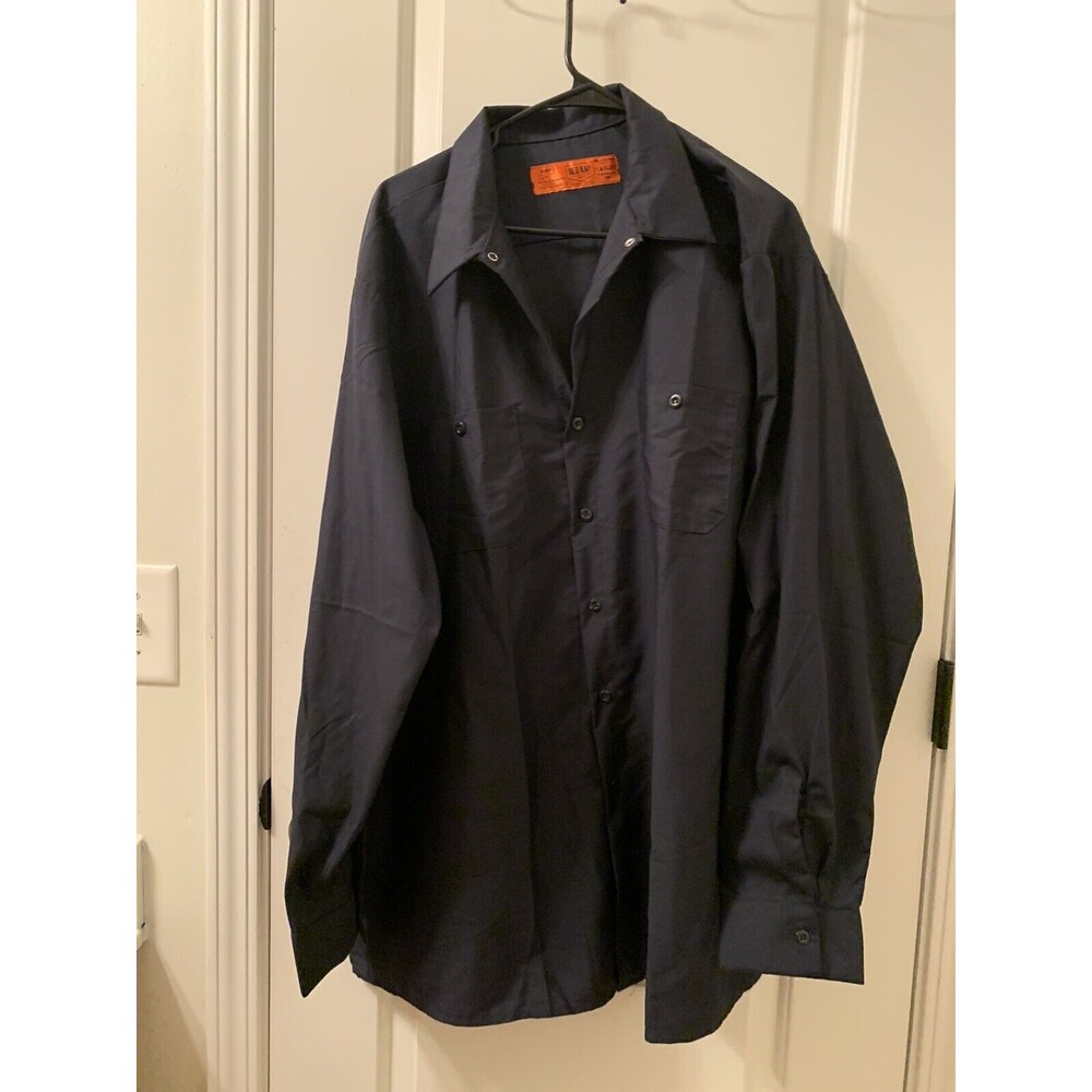 Red Kap Men's Long Sleeve Button-Up Uniform Work Shirt Size XXL Blue